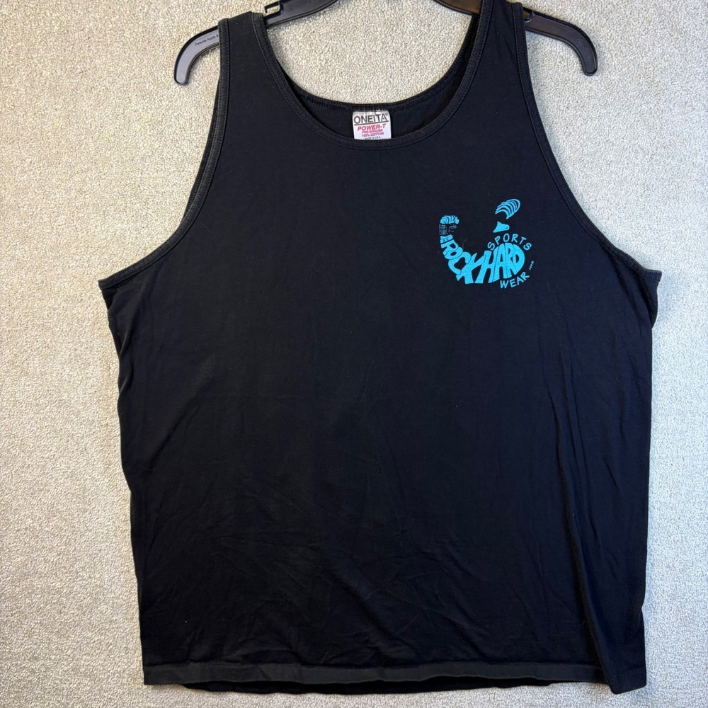 Vintage 1995 Rock Hard Gym Novelty Muscle Shirt Mens XL Black Oneita Power T USA